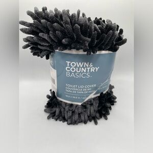 Black Chenille Toilet Lid Cover Town and Country Basics  New size 18.5 x 19.6